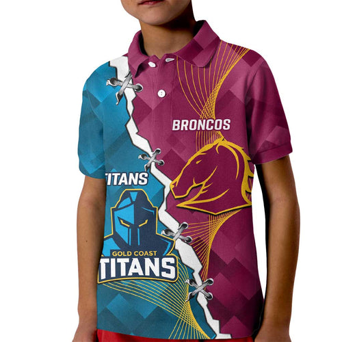 Custom Broncos And Titans Rugby 2024 Kid Polo Shirt Dynamic Style