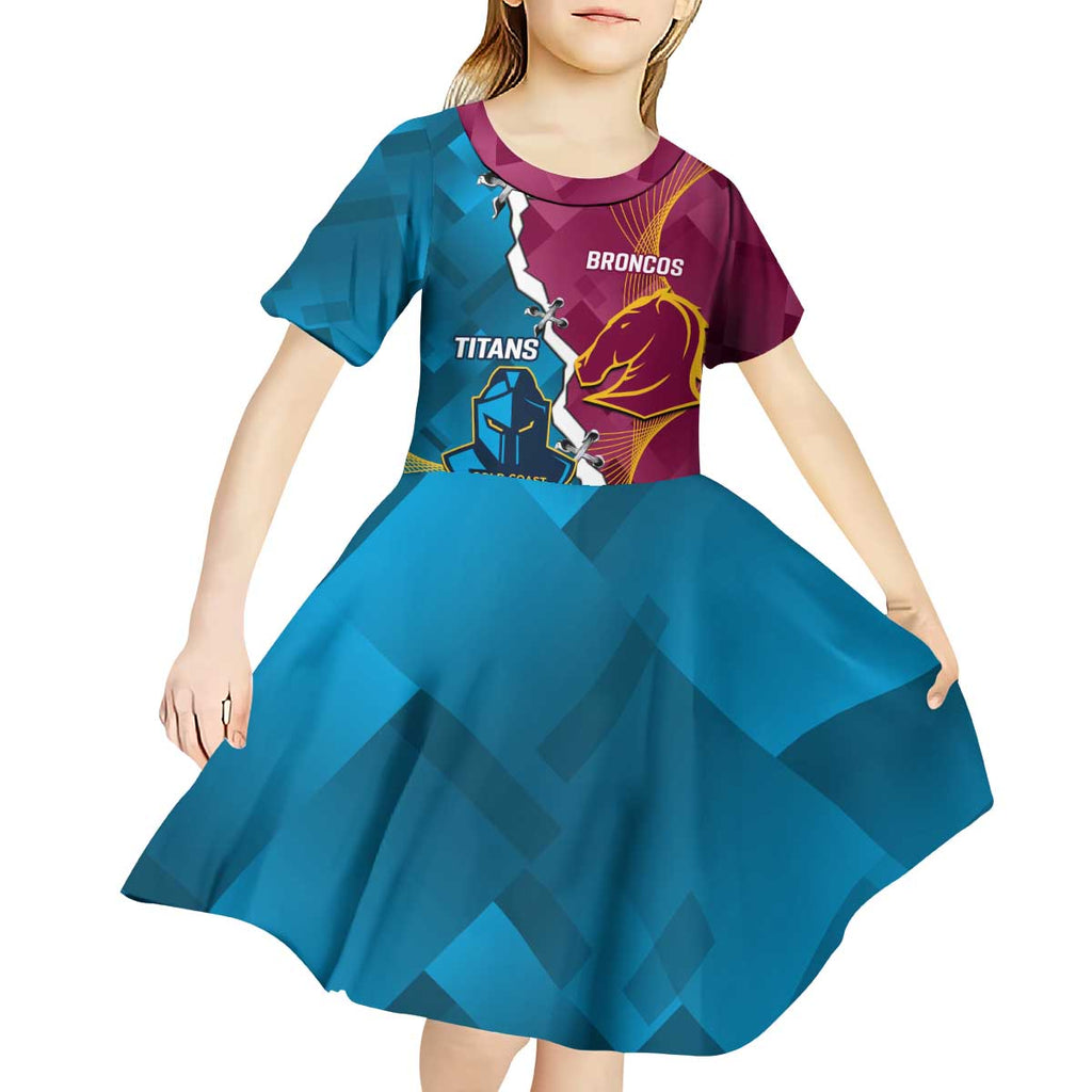 Custom Broncos And Titans Rugby 2024 Kid Short Sleeve Dress Dynamic Style