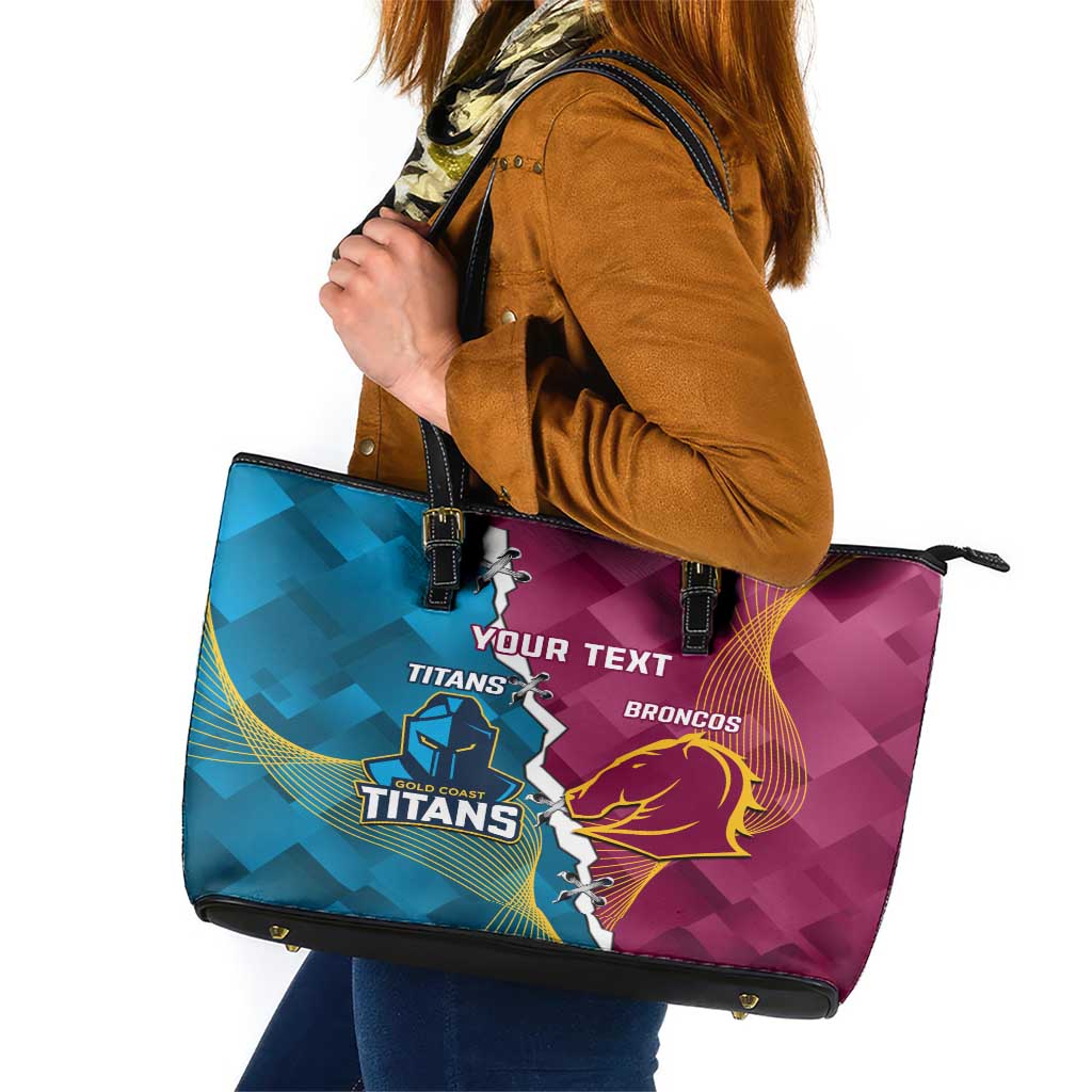 Custom Broncos And Titans Rugby 2024 Leather Tote Bag Dynamic Style