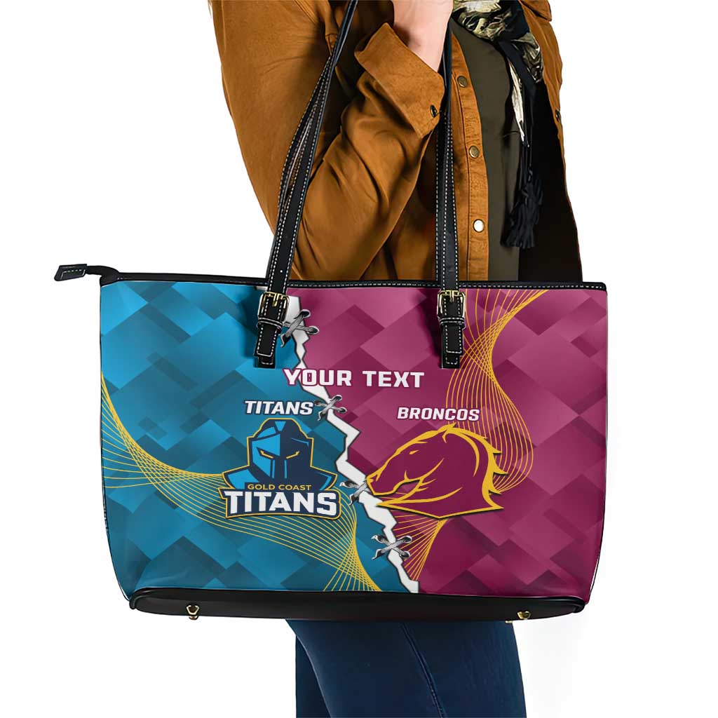 Custom Broncos And Titans Rugby 2024 Leather Tote Bag Dynamic Style