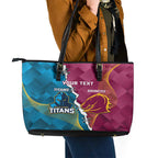 Custom Broncos And Titans Rugby 2024 Leather Tote Bag Dynamic Style