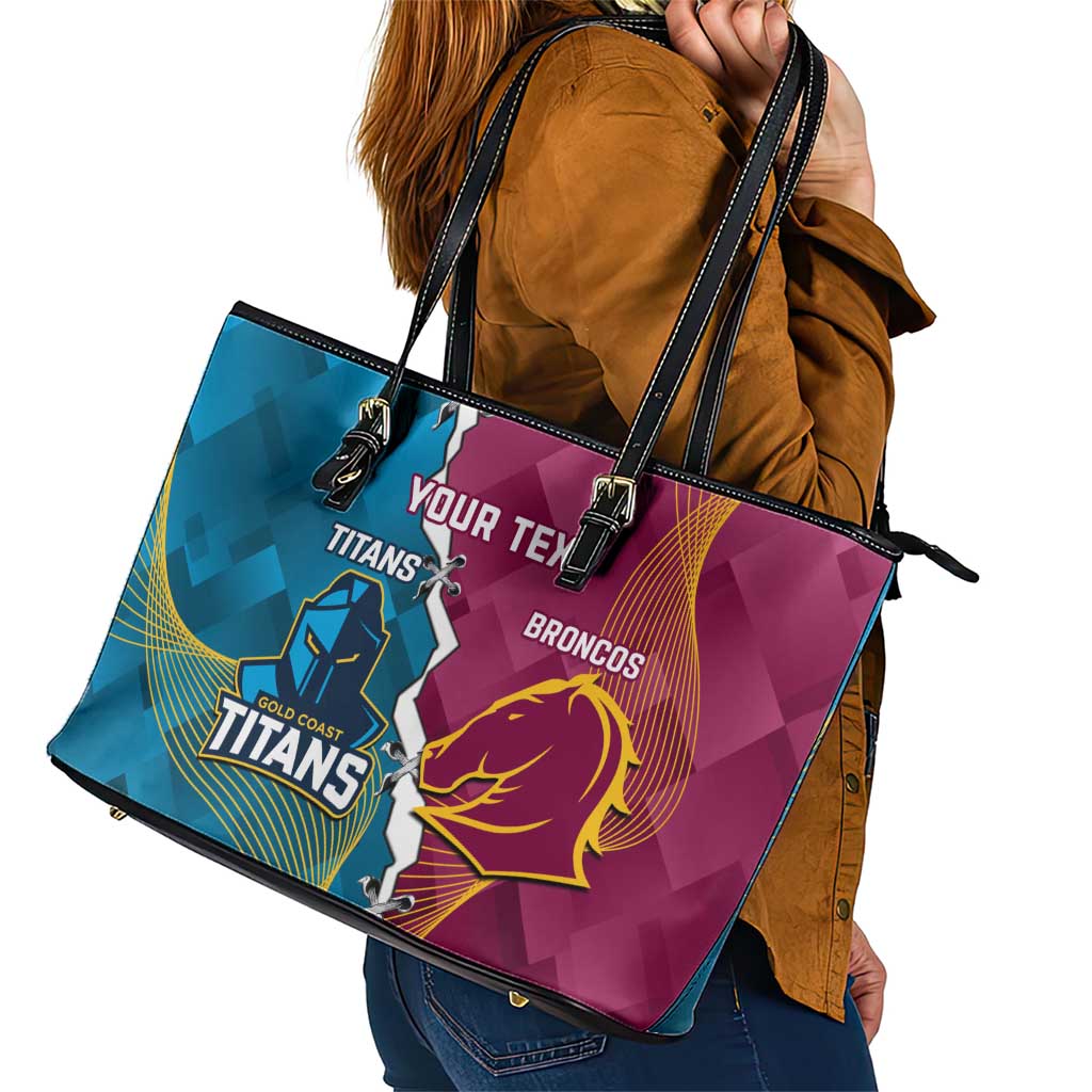 Custom Broncos And Titans Rugby 2024 Leather Tote Bag Dynamic Style