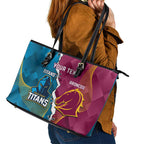 Custom Broncos And Titans Rugby 2024 Leather Tote Bag Dynamic Style
