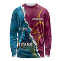 Custom Broncos And Titans Rugby 2024 Long Sleeve Shirt Dynamic Style