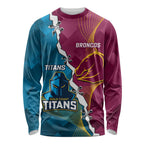 Custom Broncos And Titans Rugby 2024 Long Sleeve Shirt Dynamic Style