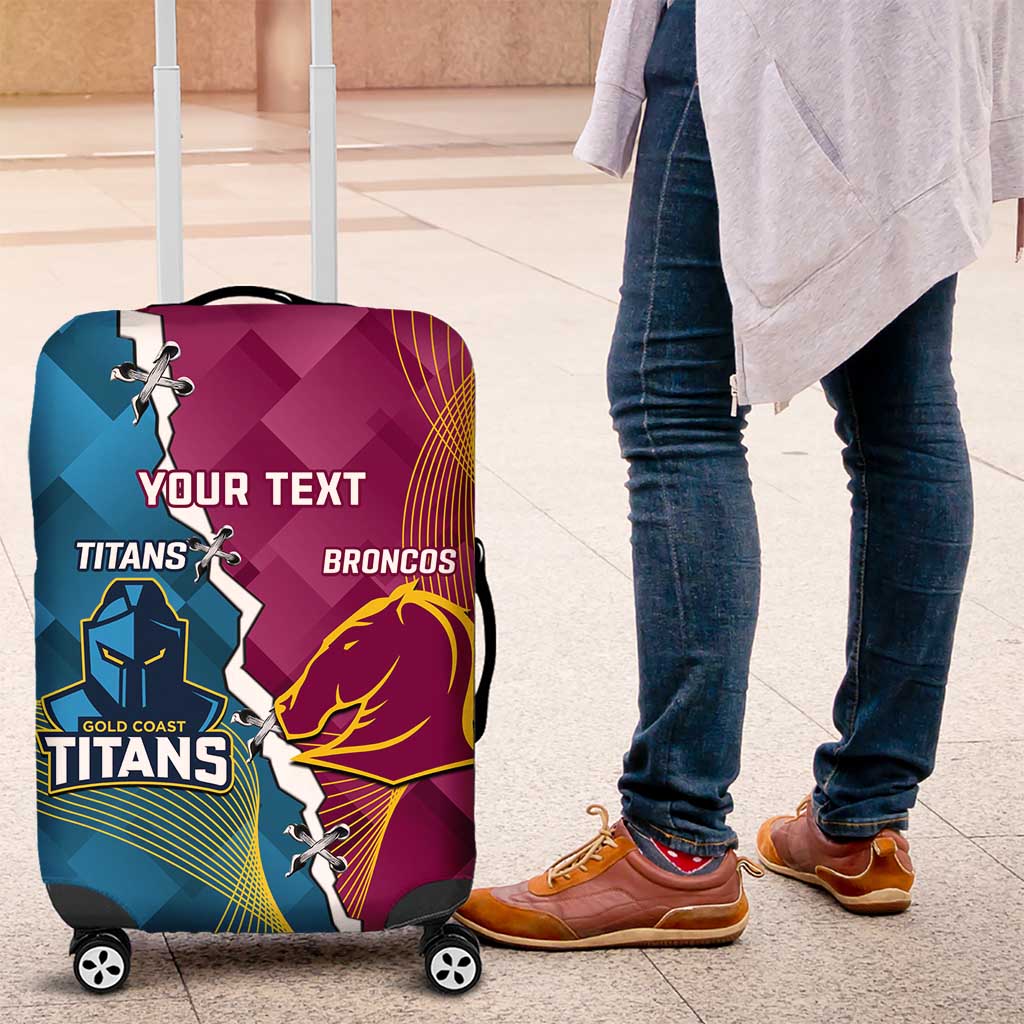 Custom Broncos And Titans Rugby 2024 Luggage Cover Dynamic Style
