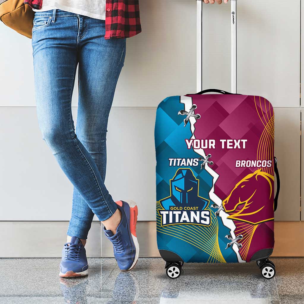 Custom Broncos And Titans Rugby 2024 Luggage Cover Dynamic Style