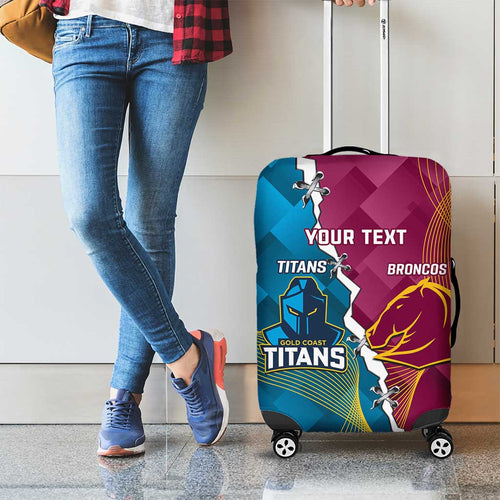 Custom Broncos And Titans Rugby 2024 Luggage Cover Dynamic Style