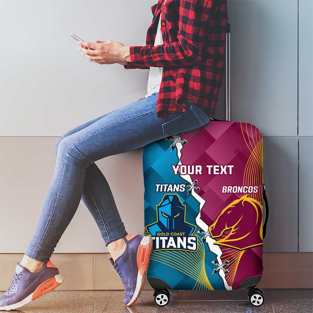 Custom Broncos And Titans Rugby 2024 Luggage Cover Dynamic Style