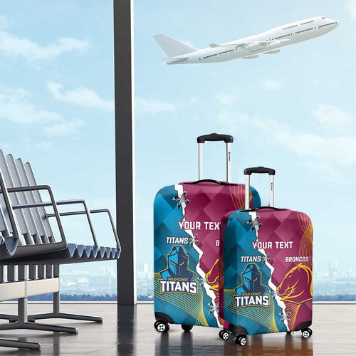 Custom Broncos And Titans Rugby 2024 Luggage Cover Dynamic Style