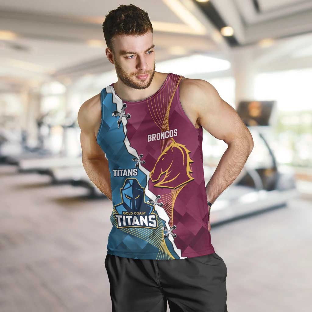 Custom Broncos And Titans Rugby 2024 Men Tank Top Dynamic Style