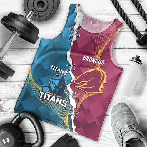 Custom Broncos And Titans Rugby 2024 Men Tank Top Dynamic Style
