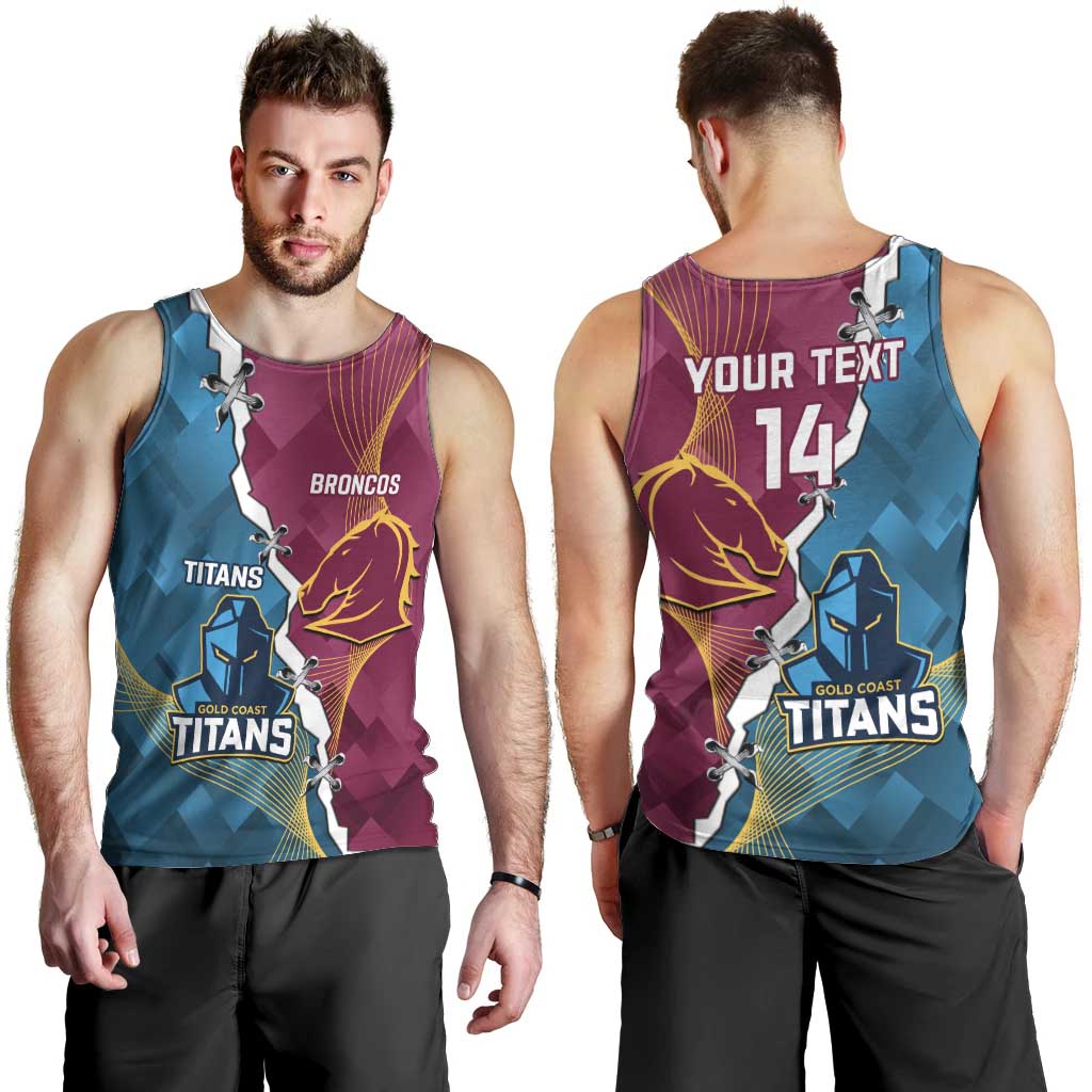 Custom Broncos And Titans Rugby 2024 Men Tank Top Dynamic Style