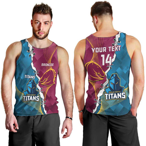 Custom Broncos And Titans Rugby 2024 Men Tank Top Dynamic Style