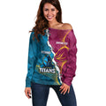 Custom Broncos And Titans Rugby 2024 Off Shoulder Sweater Dynamic Style