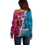 Custom Broncos And Titans Rugby 2024 Off Shoulder Sweater Dynamic Style