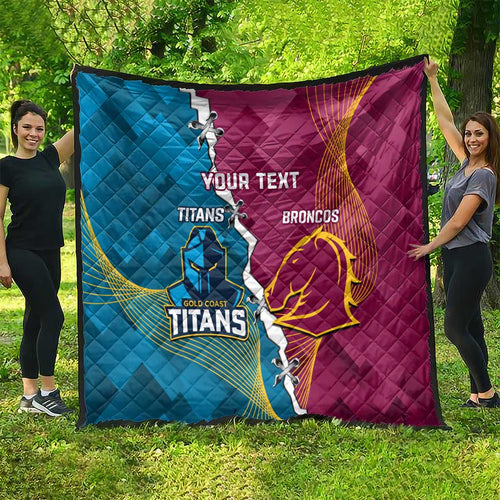 Custom Broncos And Titans Rugby 2024 Quilt Dynamic Style