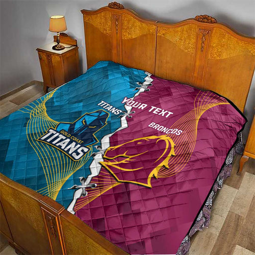Custom Broncos And Titans Rugby 2024 Quilt Dynamic Style
