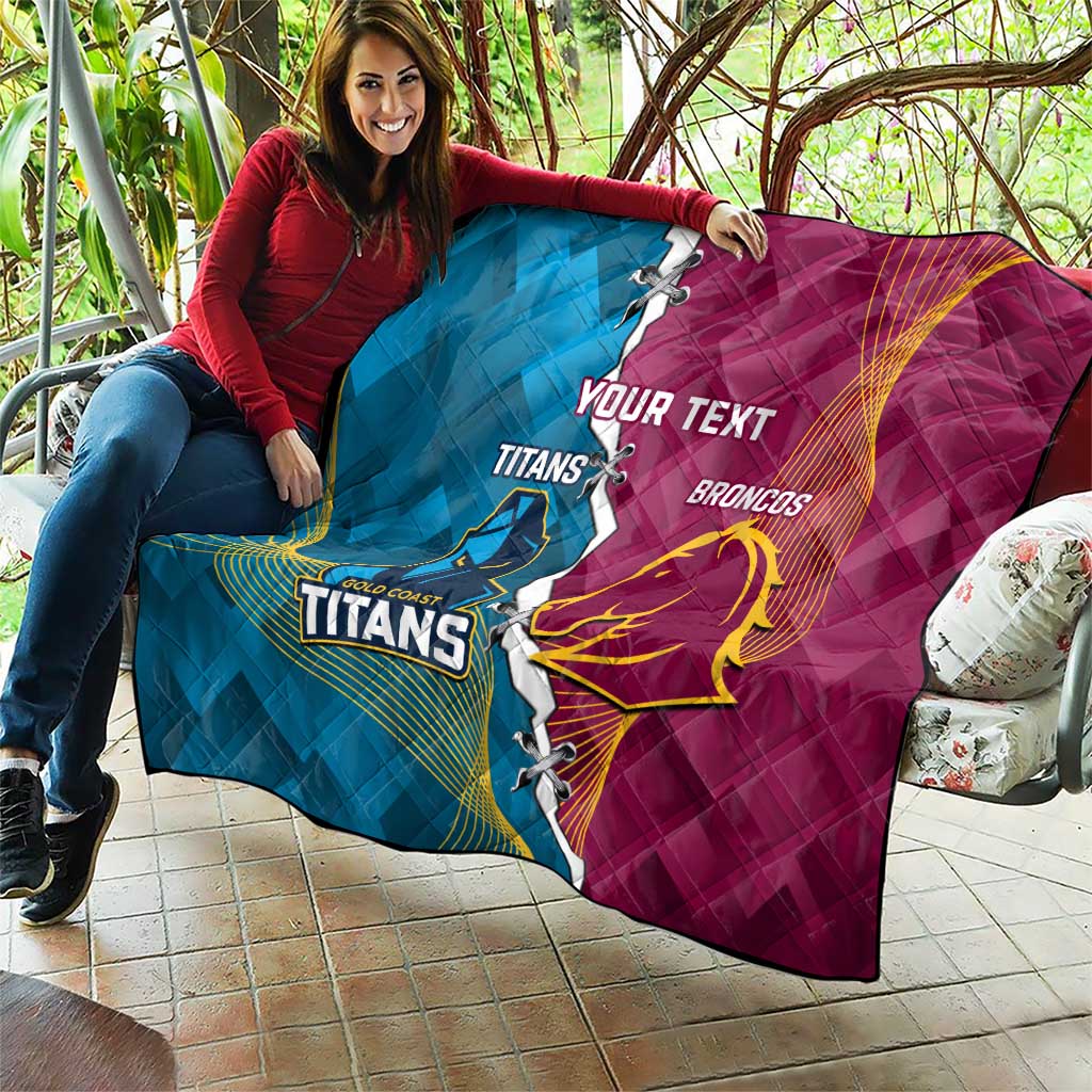 Custom Broncos And Titans Rugby 2024 Quilt Dynamic Style