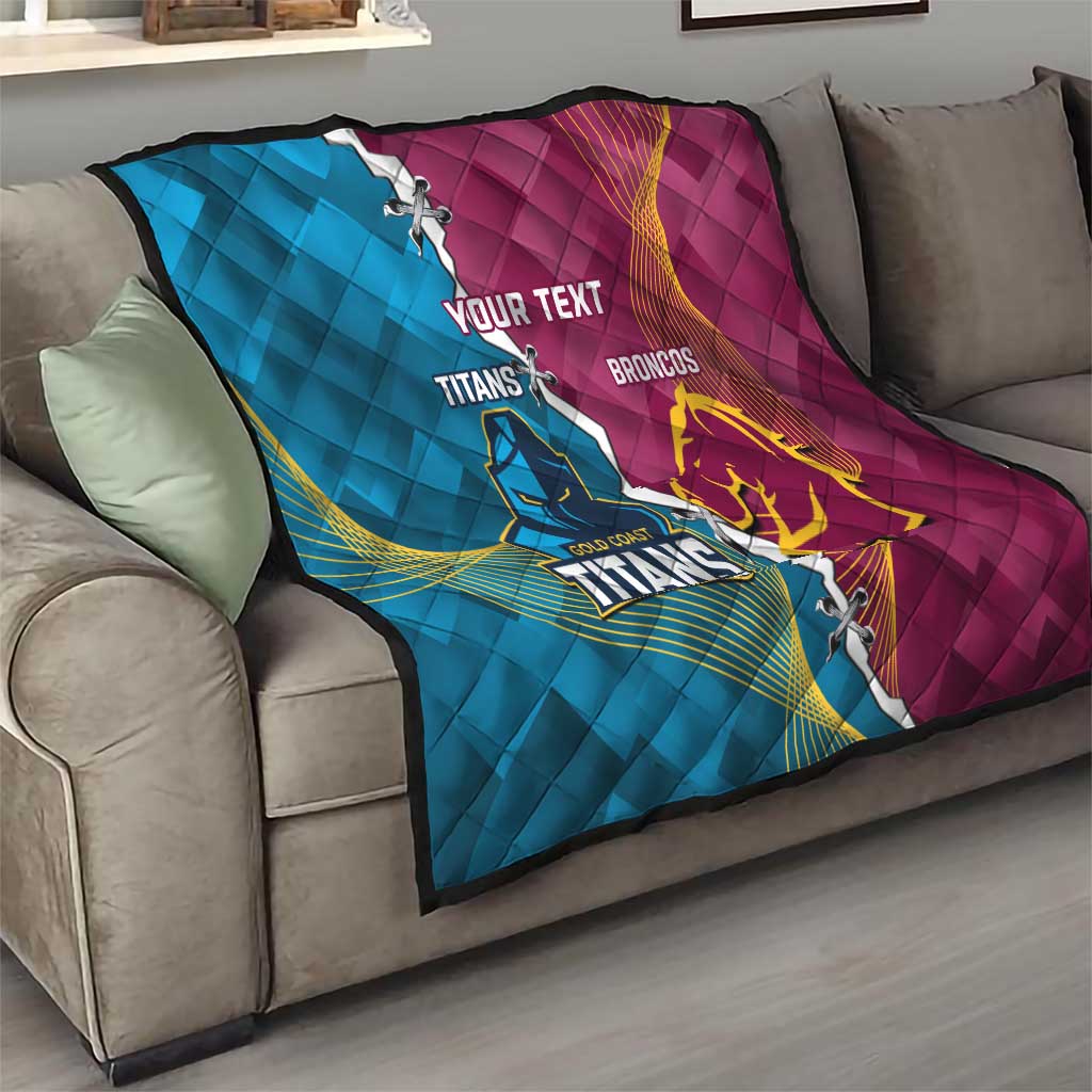 Custom Broncos And Titans Rugby 2024 Quilt Dynamic Style