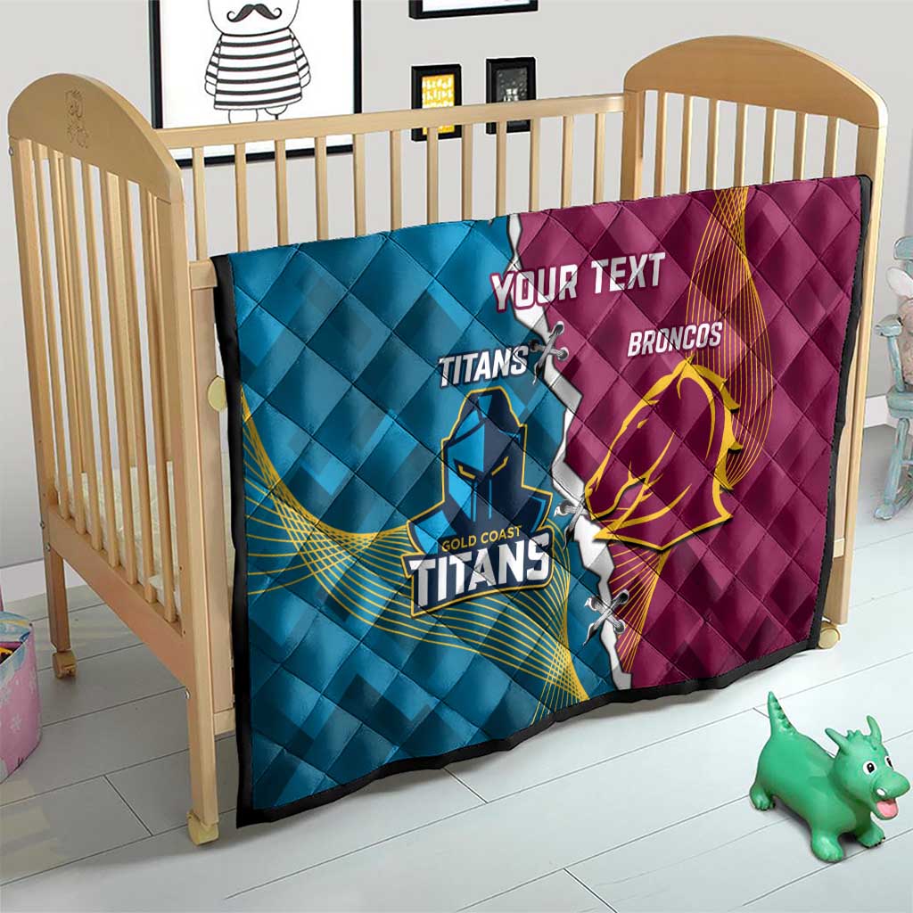 Custom Broncos And Titans Rugby 2024 Quilt Dynamic Style