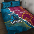 Custom Broncos And Titans Rugby 2024 Quilt Bed Set Dynamic Style