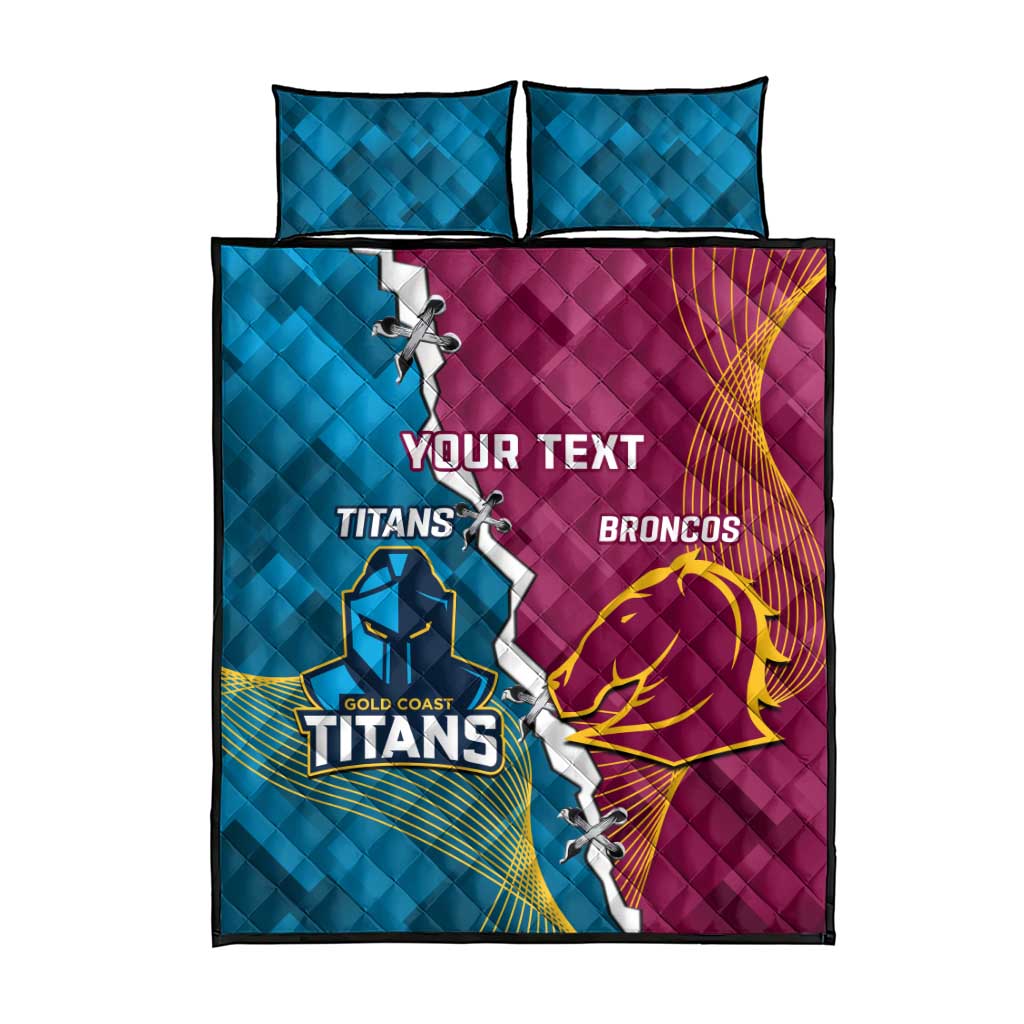 Custom Broncos And Titans Rugby 2024 Quilt Bed Set Dynamic Style