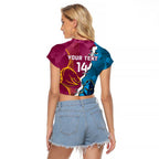 Custom Broncos And Titans Rugby 2024 Raglan Cropped T Shirt Dynamic Style