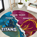 Custom Broncos And Titans Rugby 2024 Round Carpet Dynamic Style