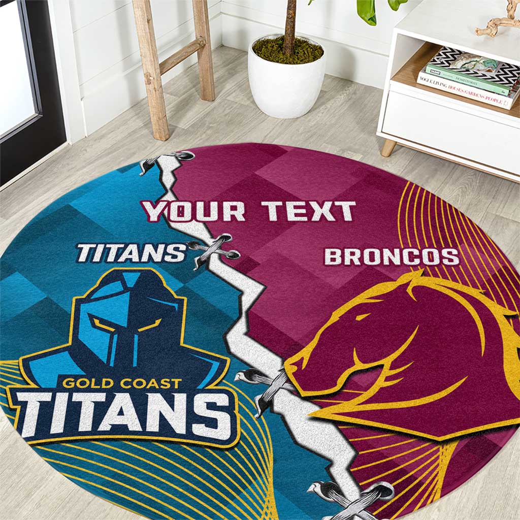 Custom Broncos And Titans Rugby 2024 Round Carpet Dynamic Style