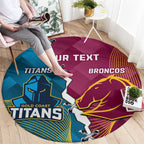 Custom Broncos And Titans Rugby 2024 Round Carpet Dynamic Style