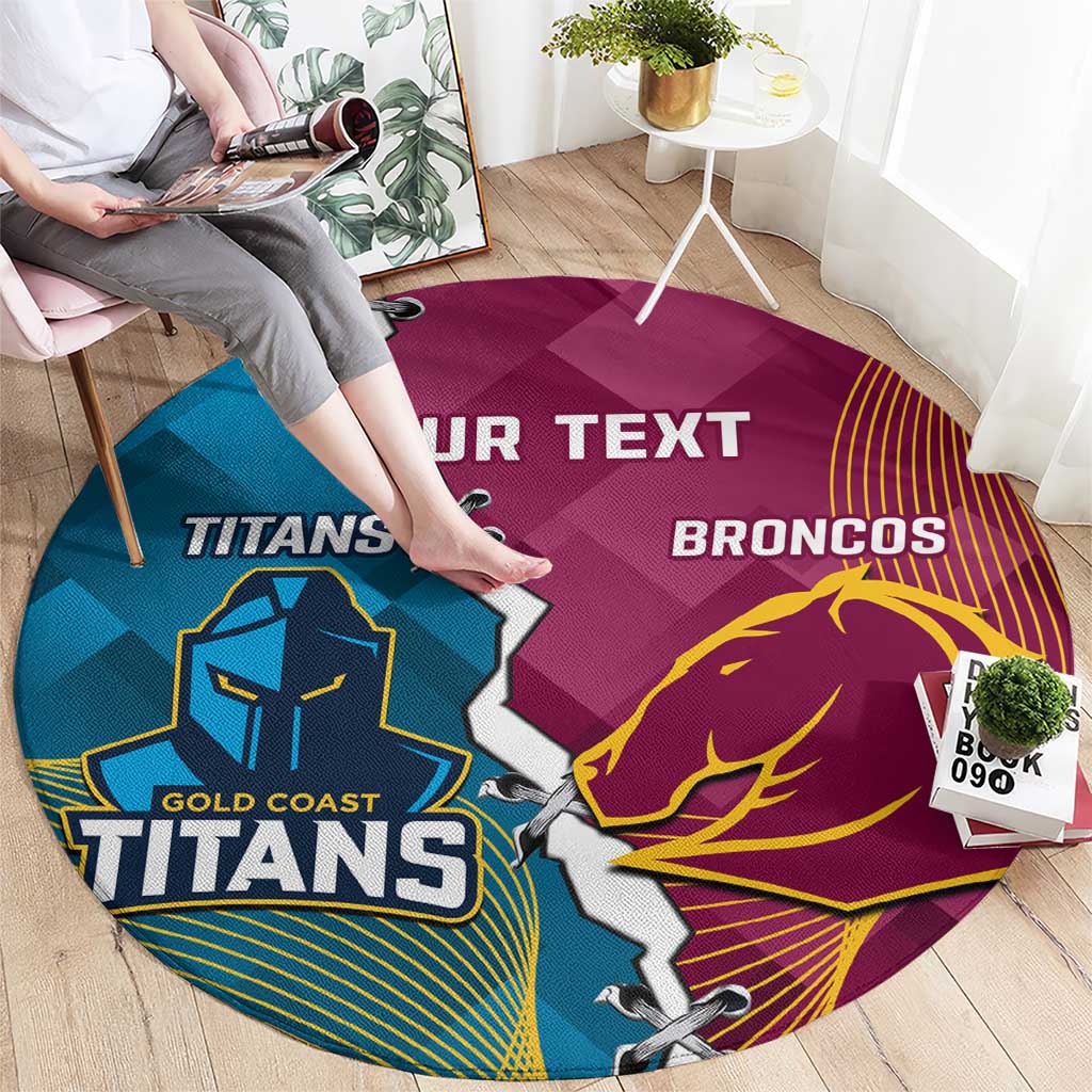 Custom Broncos And Titans Rugby 2024 Round Carpet Dynamic Style