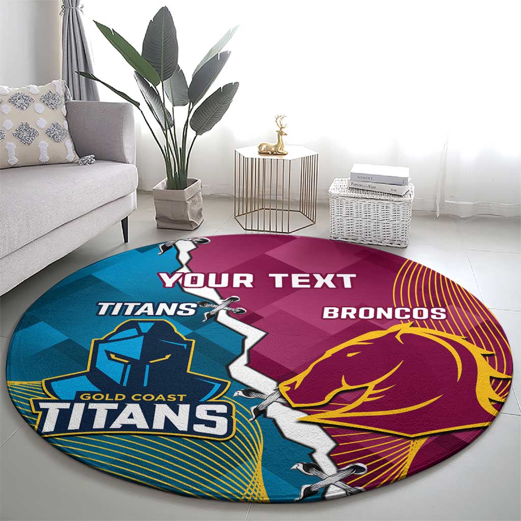 Custom Broncos And Titans Rugby 2024 Round Carpet Dynamic Style