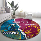 Custom Broncos And Titans Rugby 2024 Round Carpet Dynamic Style
