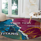 Custom Broncos And Titans Rugby 2024 Round Carpet Dynamic Style