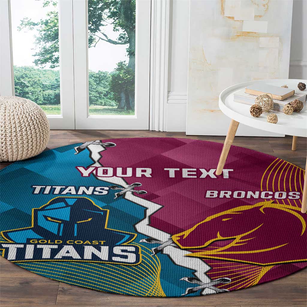 Custom Broncos And Titans Rugby 2024 Round Carpet Dynamic Style