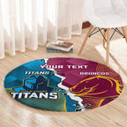 Custom Broncos And Titans Rugby 2024 Round Carpet Dynamic Style