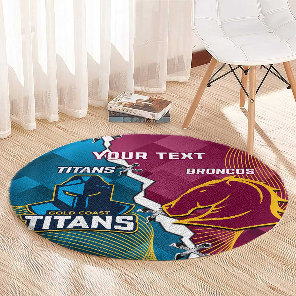 Custom Broncos And Titans Rugby 2024 Round Carpet Dynamic Style