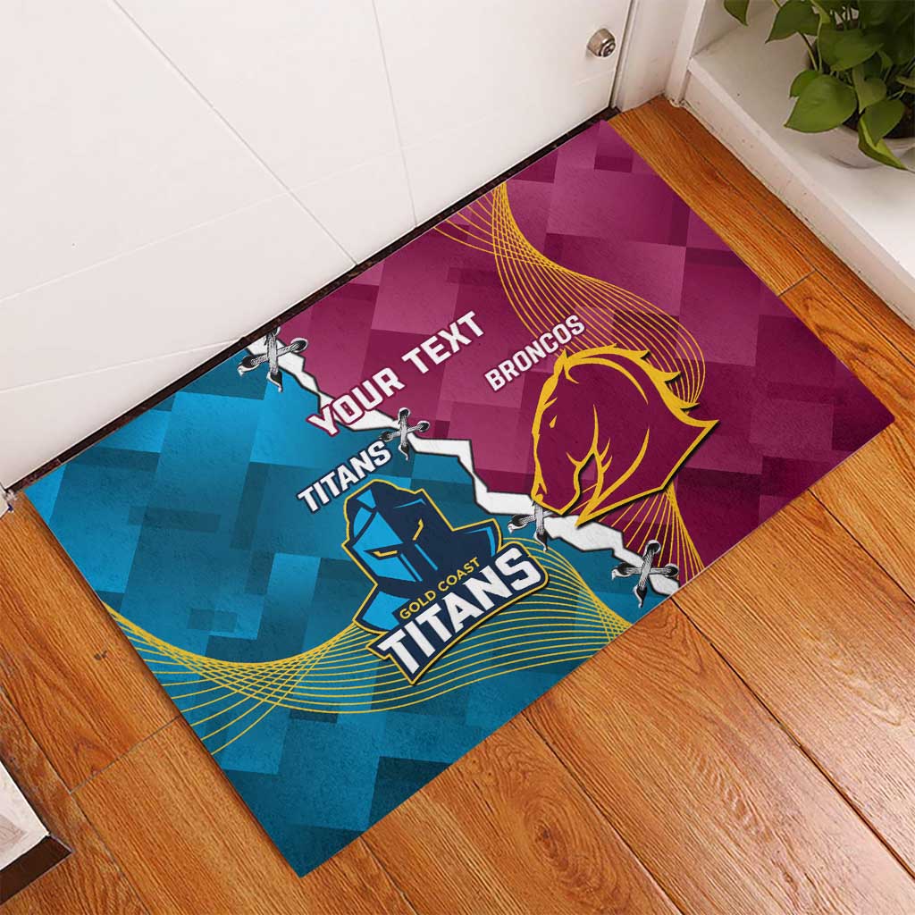 Custom Broncos And Titans Rugby 2024 Rubber Doormat Dynamic Style