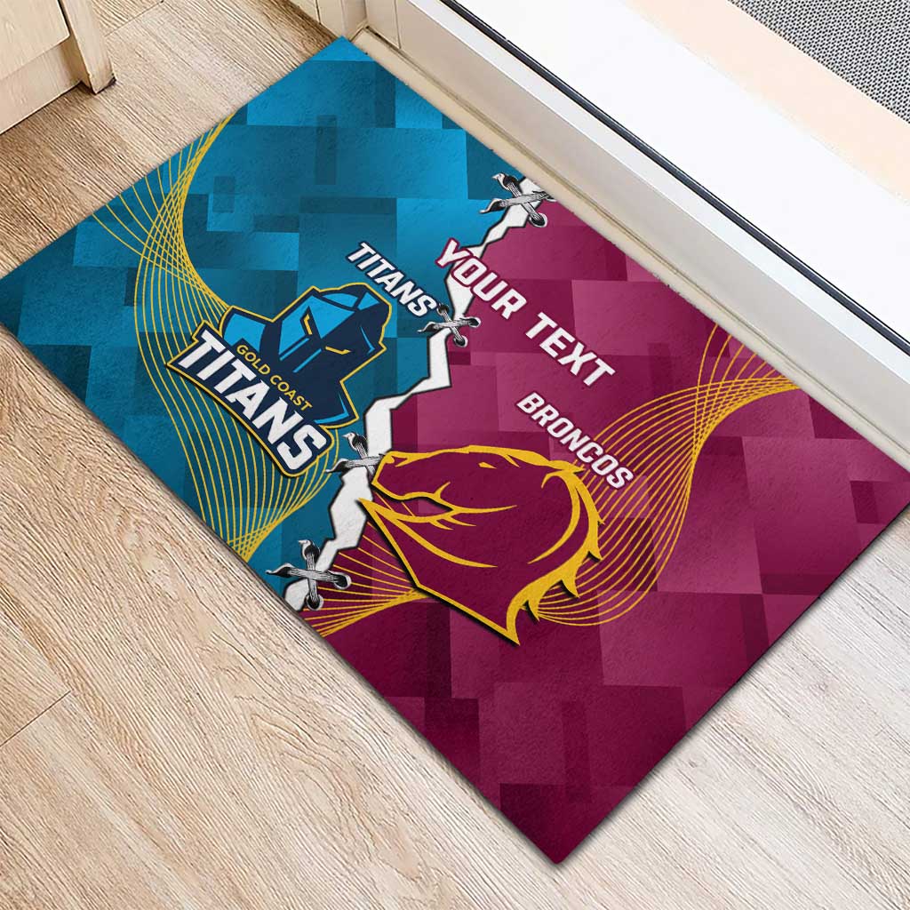 Custom Broncos And Titans Rugby 2024 Rubber Doormat Dynamic Style