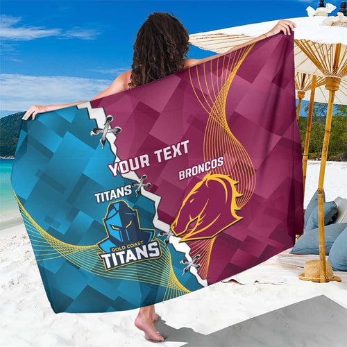 Custom Broncos And Titans Rugby 2024 Sarong Dynamic Style