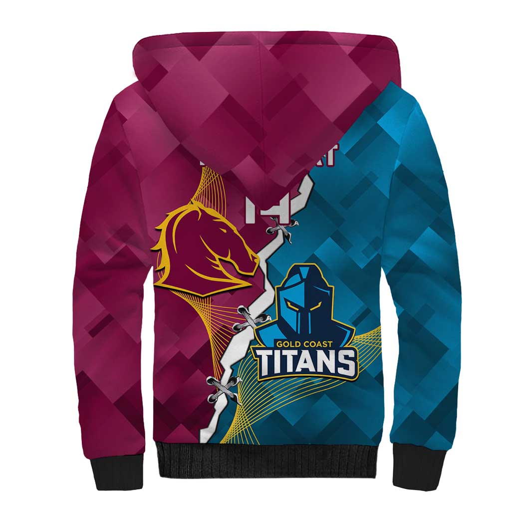 Custom Broncos And Titans Rugby 2024 Sherpa Hoodie Dynamic Style