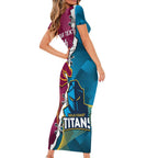 Custom Broncos And Titans Rugby 2024 Short Sleeve Bodycon Dress Dynamic Style