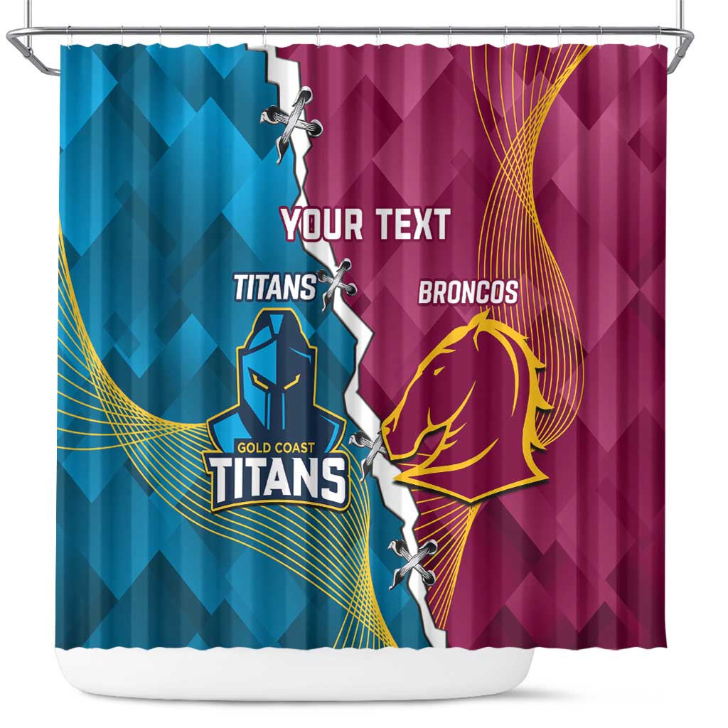 Custom Broncos And Titans Rugby 2024 Shower Curtain Dynamic Style