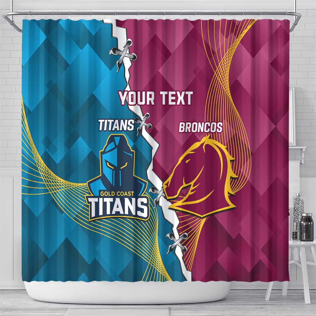 Custom Broncos And Titans Rugby 2024 Shower Curtain Dynamic Style