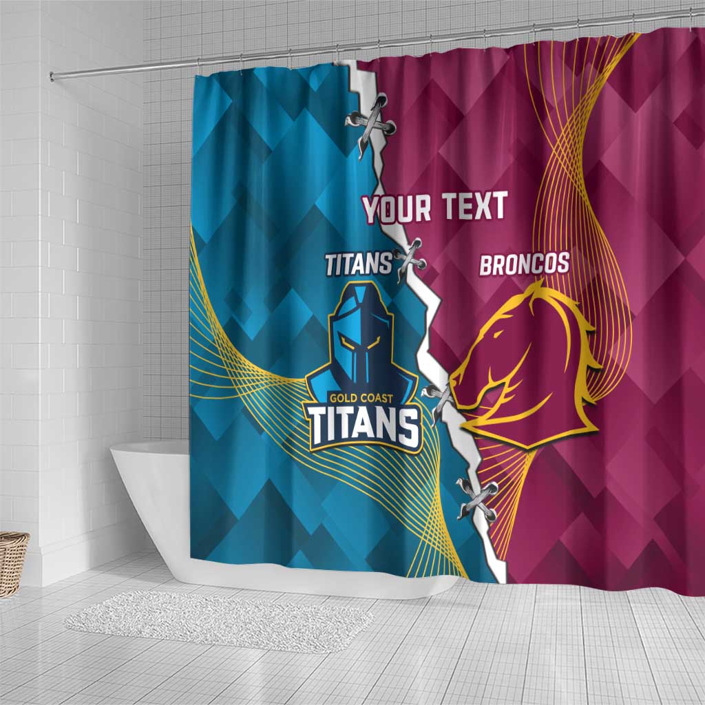 Custom Broncos And Titans Rugby 2024 Shower Curtain Dynamic Style