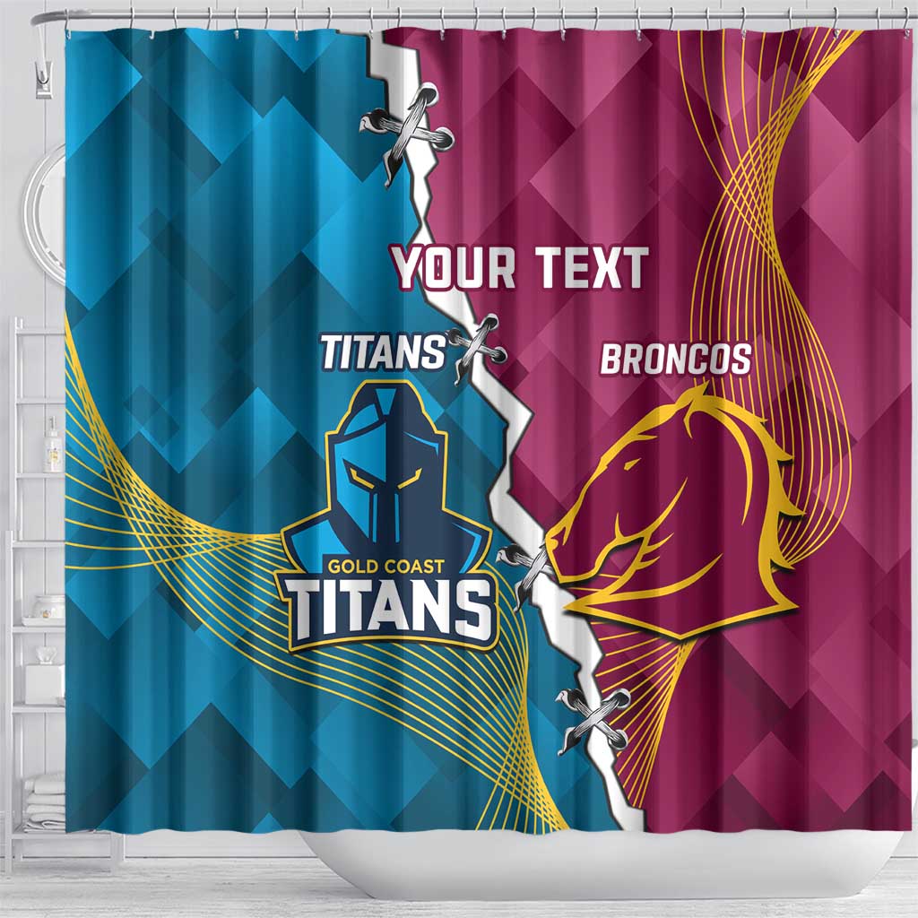 Custom Broncos And Titans Rugby 2024 Shower Curtain Dynamic Style