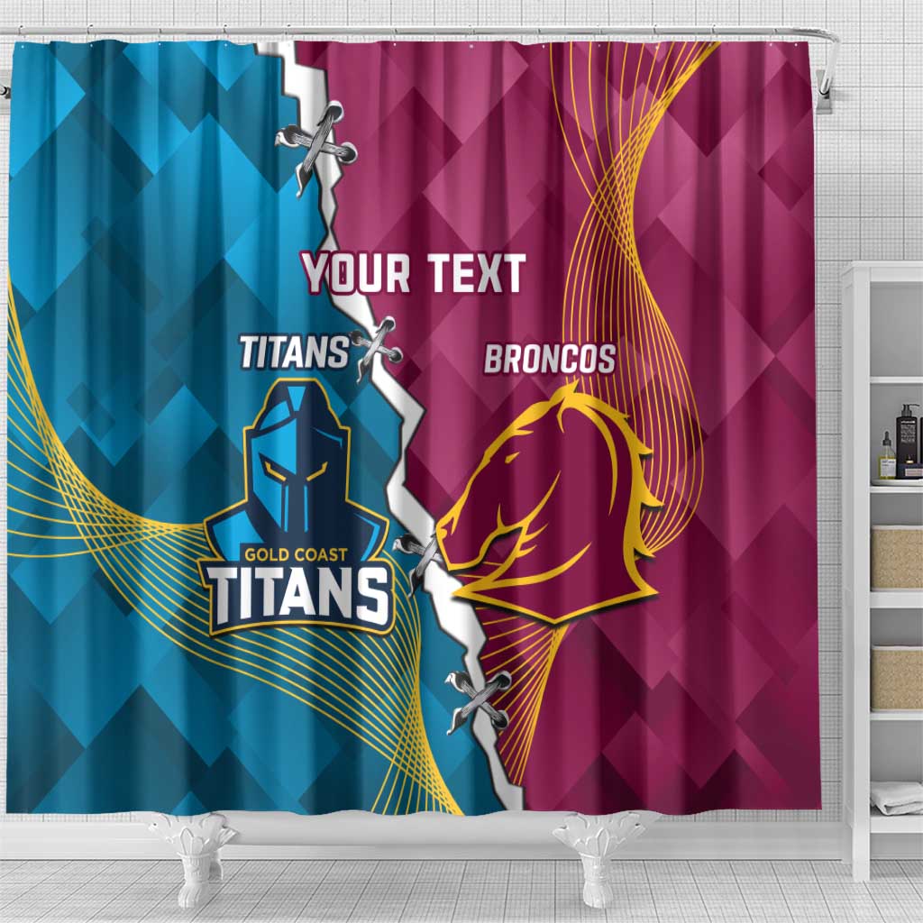 Custom Broncos And Titans Rugby 2024 Shower Curtain Dynamic Style