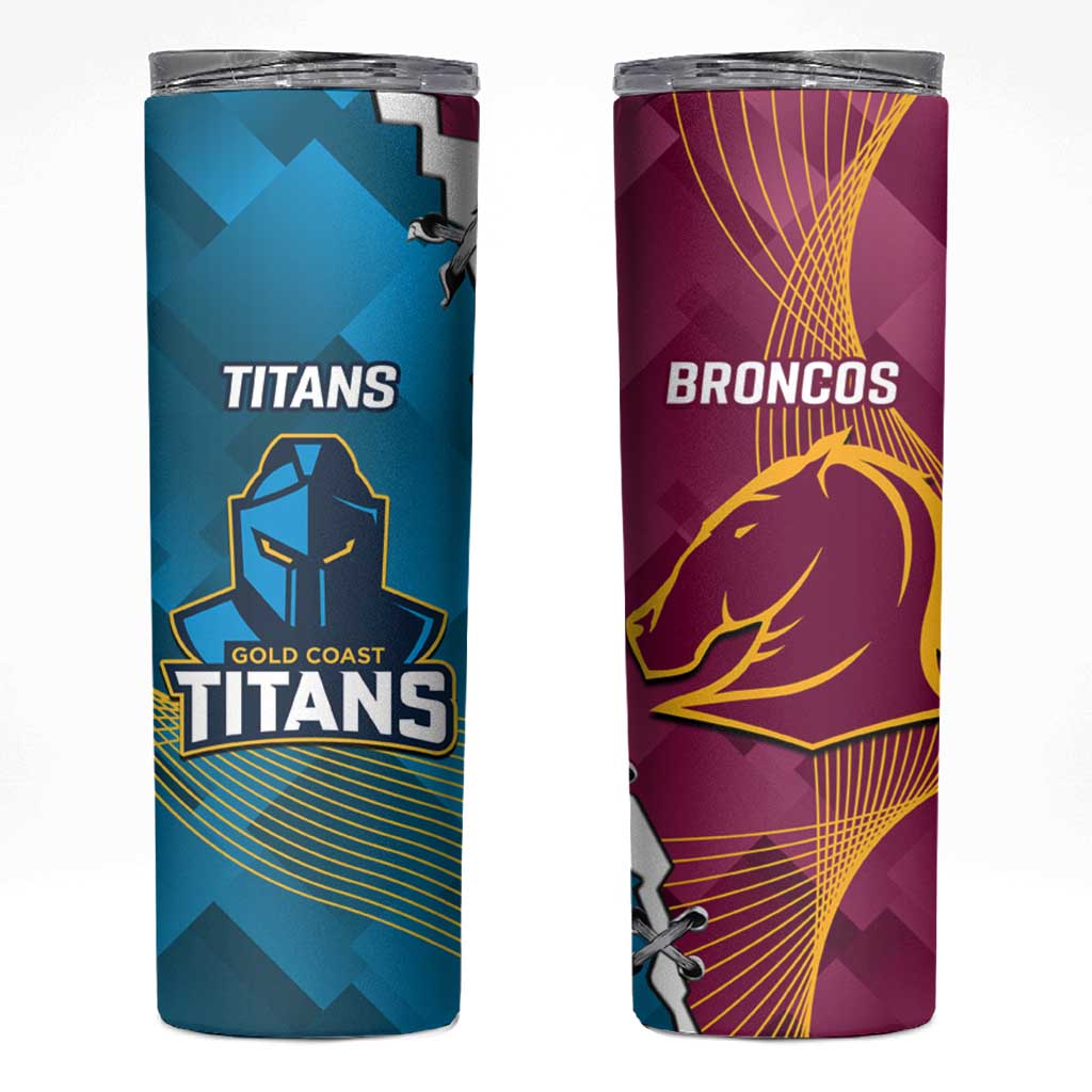 Broncos And Titans Rugby 2024 Skinny Tumbler Dynamic Style