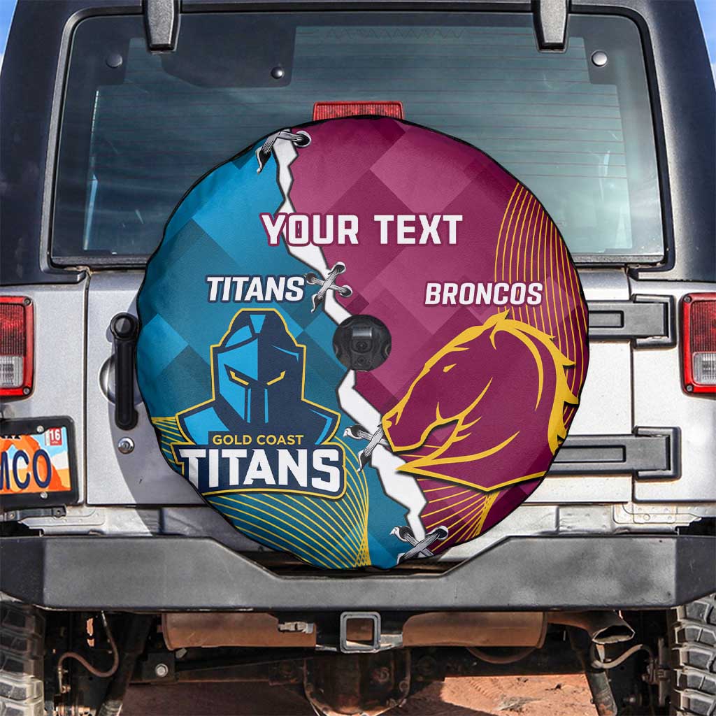Custom Broncos And Titans Rugby 2024 Spare Tire Cover Dynamic Style